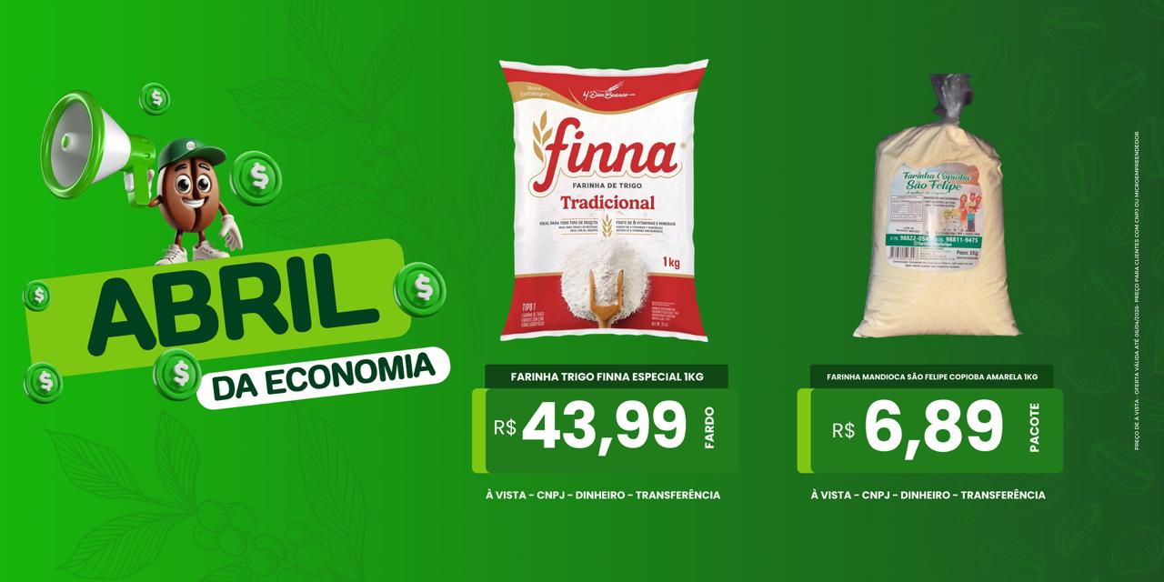 FARINHA TRIGO FINNA ESPECIAL 1KG/FARINHA MANDIOCA SÃO FELIPE COPIOBA AMARELA 1KG